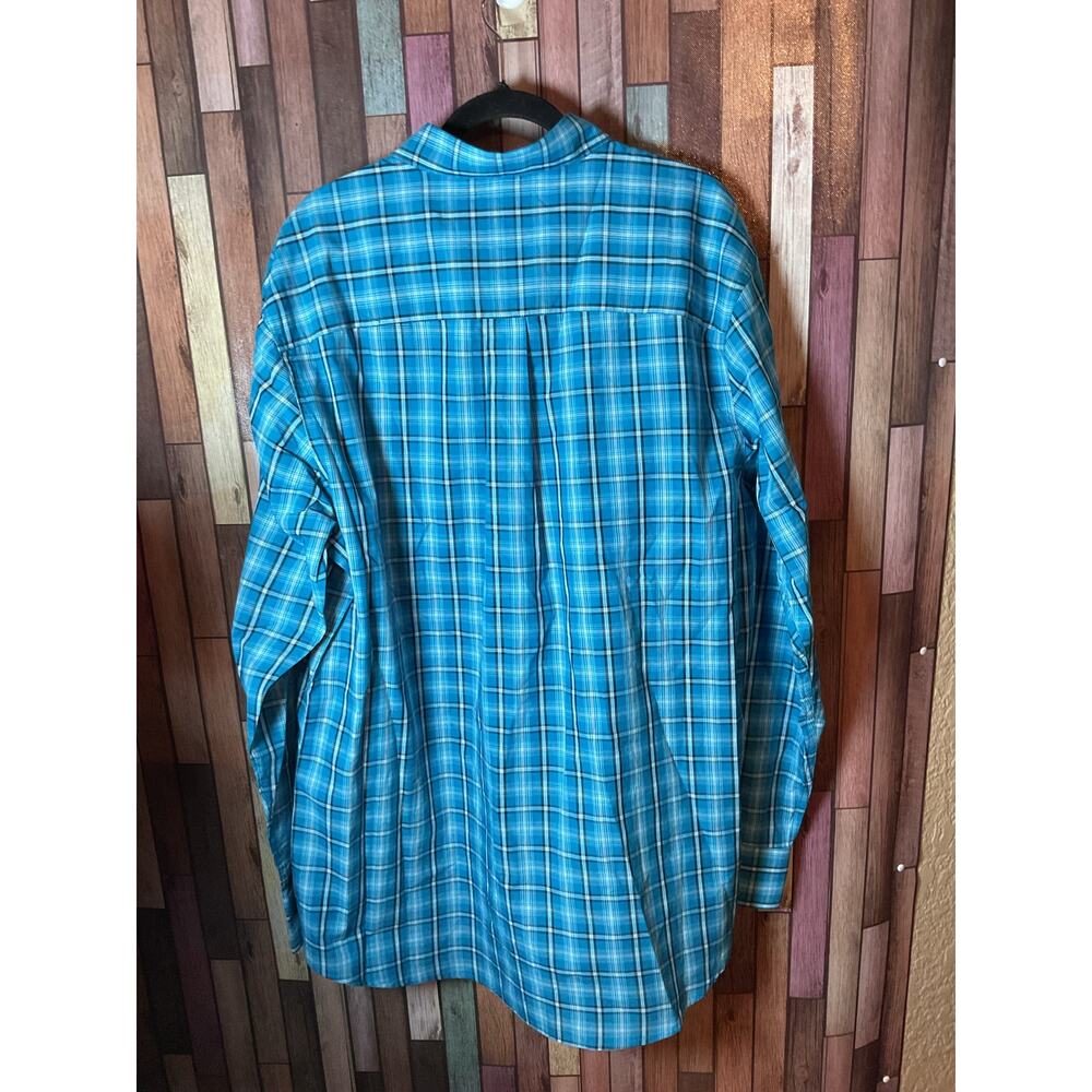 Wrangler Riata Aqua Plaid Button Front Long Sleeve Shirt Men’s Size XL NWT - Picture 2 of 2